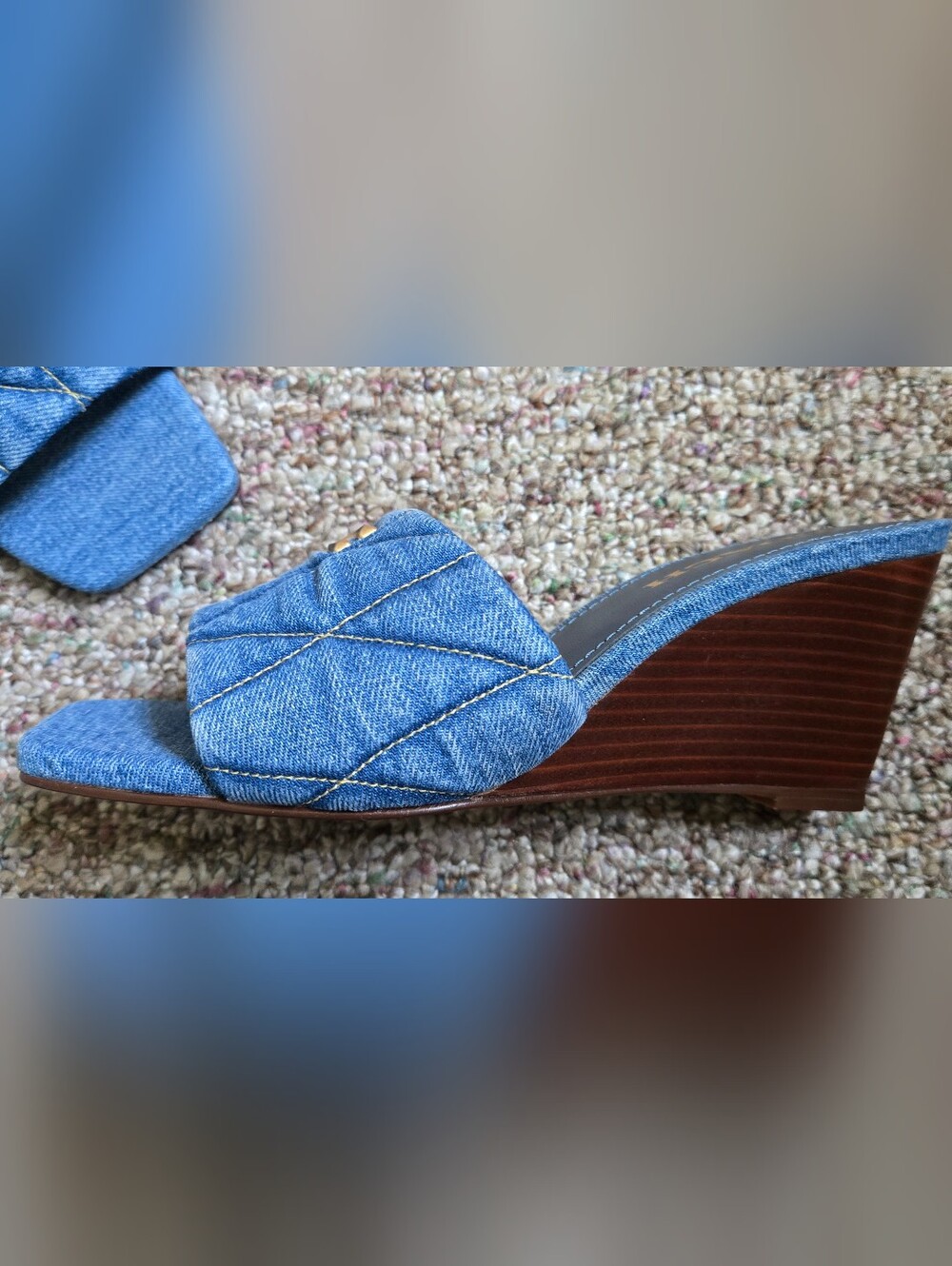 Coach Quilted Denim Heel Womens Size 7 - Picture 6 of 10